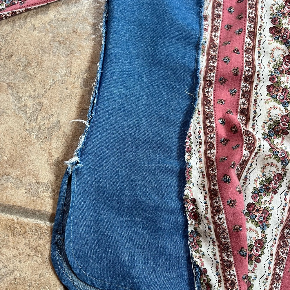 Vintage 1970’s Floral Patchwork Denim Western Shirt - Sz Small - Picture 10 of 14